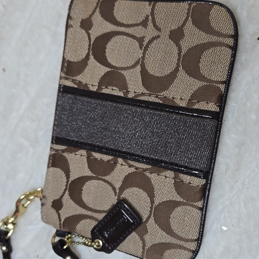 Coach Signature Canvas Wristlet in Brown and Black - Picture 4 of 5
